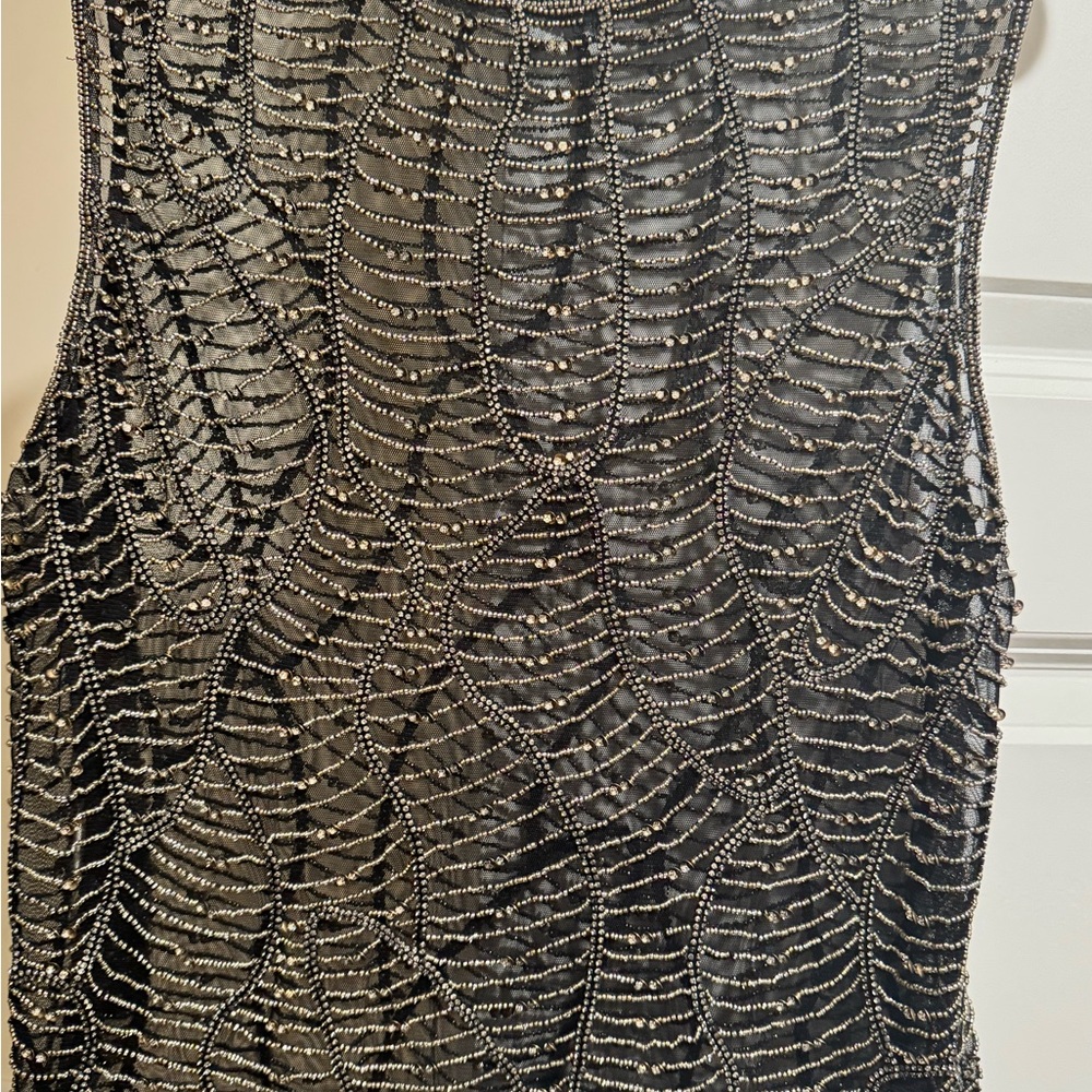 Black and Silver Beaded Top